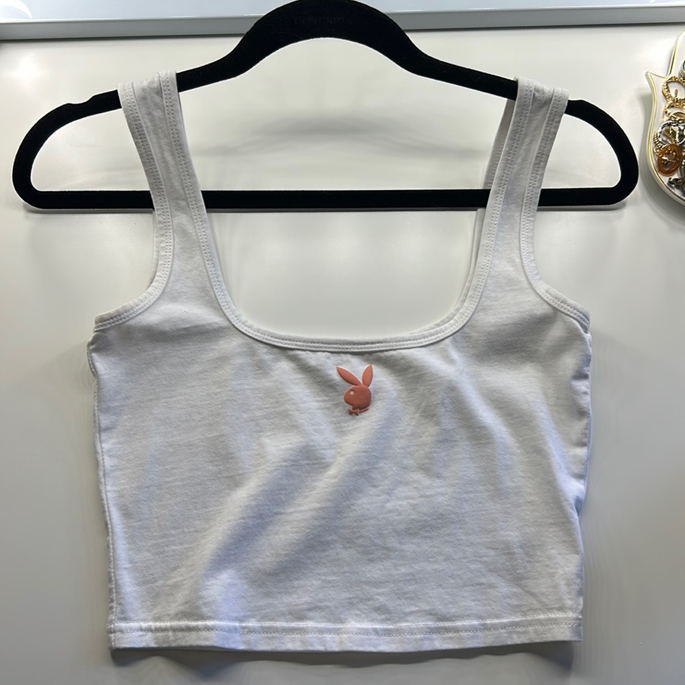 White Playboy by Pacsun Tank top, Gently used, Size Small